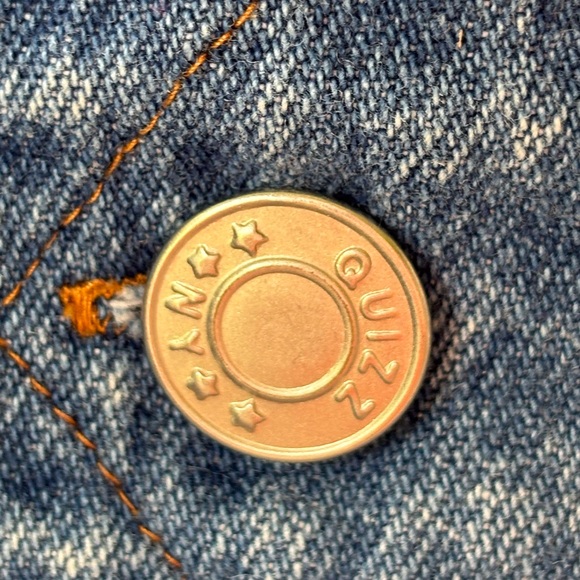 Vintage 90s Quizz Jeans Denim Cotton American Flag Jacket Star Buttons Size M - Picture 4 of 5